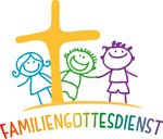 Logo "Familengottesdienst" Schriftzug regenbogenfarben (Bildschirm)